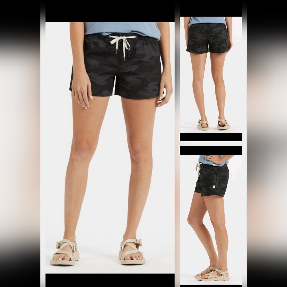 Vuori Ripstop Cargo Short in Black & Gray Camo Size XL